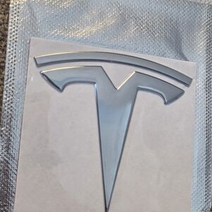 New Tesla Silver Badge Emblem Adhesive Back